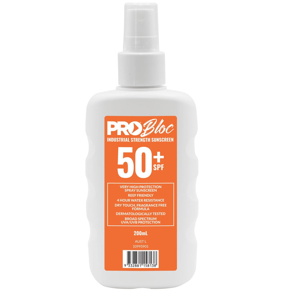 ProChoice PROBLOC SPF 50+ Sunscreen 200ml Spray Bottle - Pack of 6 (SS200-50SP) - Ace Workwear