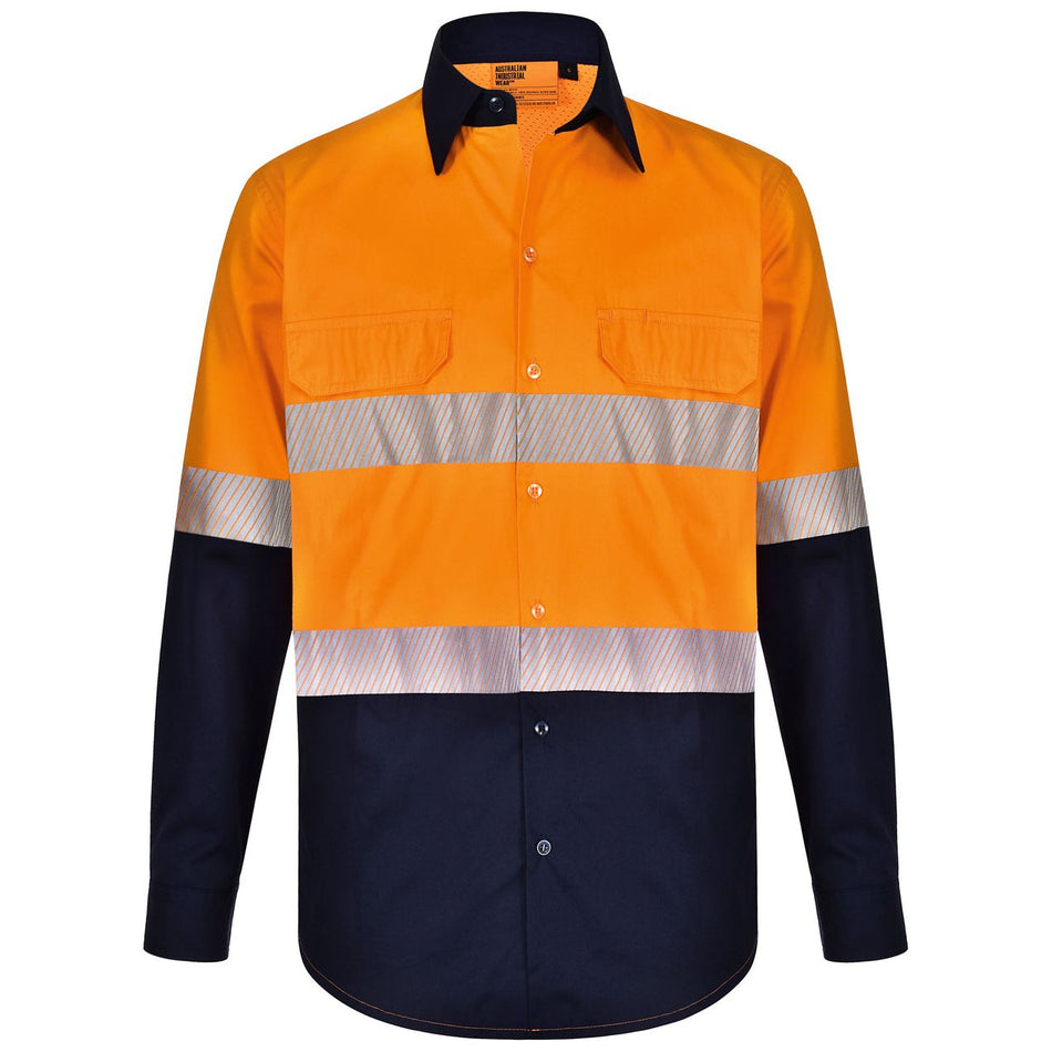 Winning Spirit Unisex Hi Vis Cool Breeze Safety LS Shirt (Segmented Tape) (SW83) - Ace Workwear