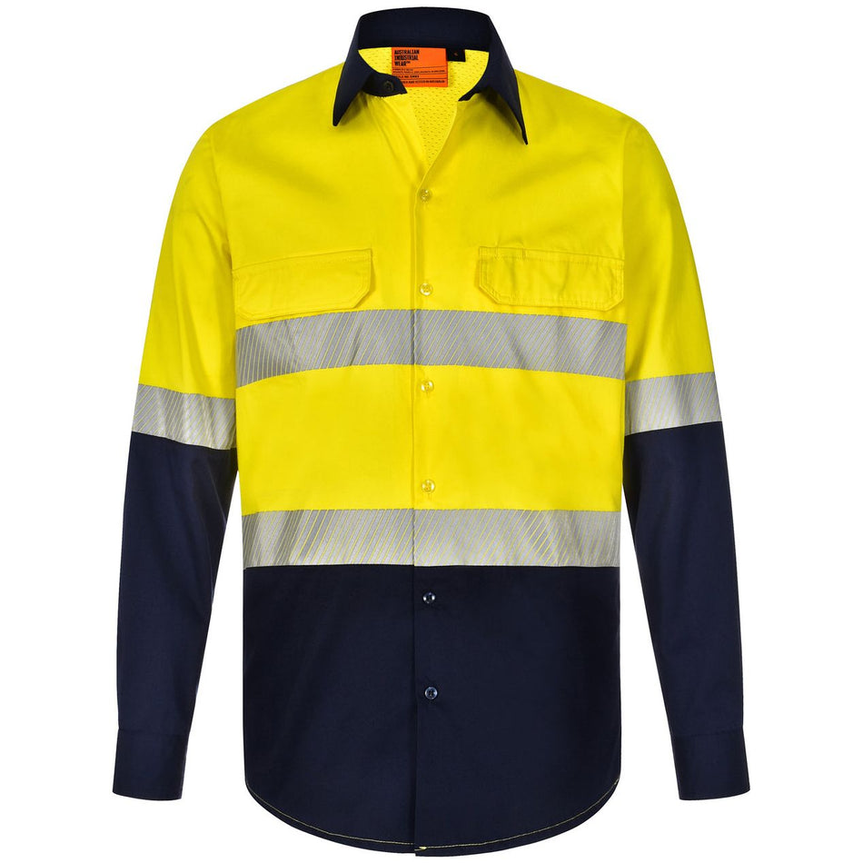 Winning Spirit Unisex Hi Vis Cool Breeze Safety LS Shirt (Segmented Tape) (SW83) - Ace Workwear