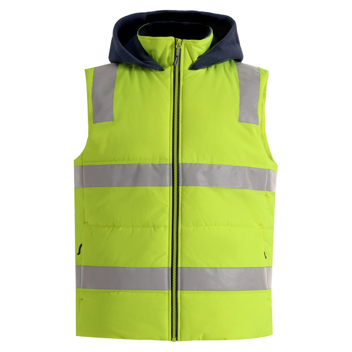 Winning Spirit Unisex Hi Vis Hooded Puffer Vest (SW93) - Ace Workwear