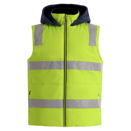 Winning Spirit Unisex Hi Vis Hooded Puffer Vest (SW93) - Ace Workwear