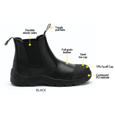 M8 Workwear Ledge Black Elastic Sided Boot (M8SF004)