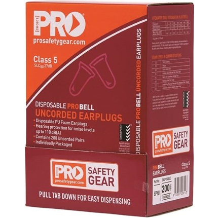 ProChoice Safety Gear Probell Disposable Uncorded Earplugs - Box of 20 ...