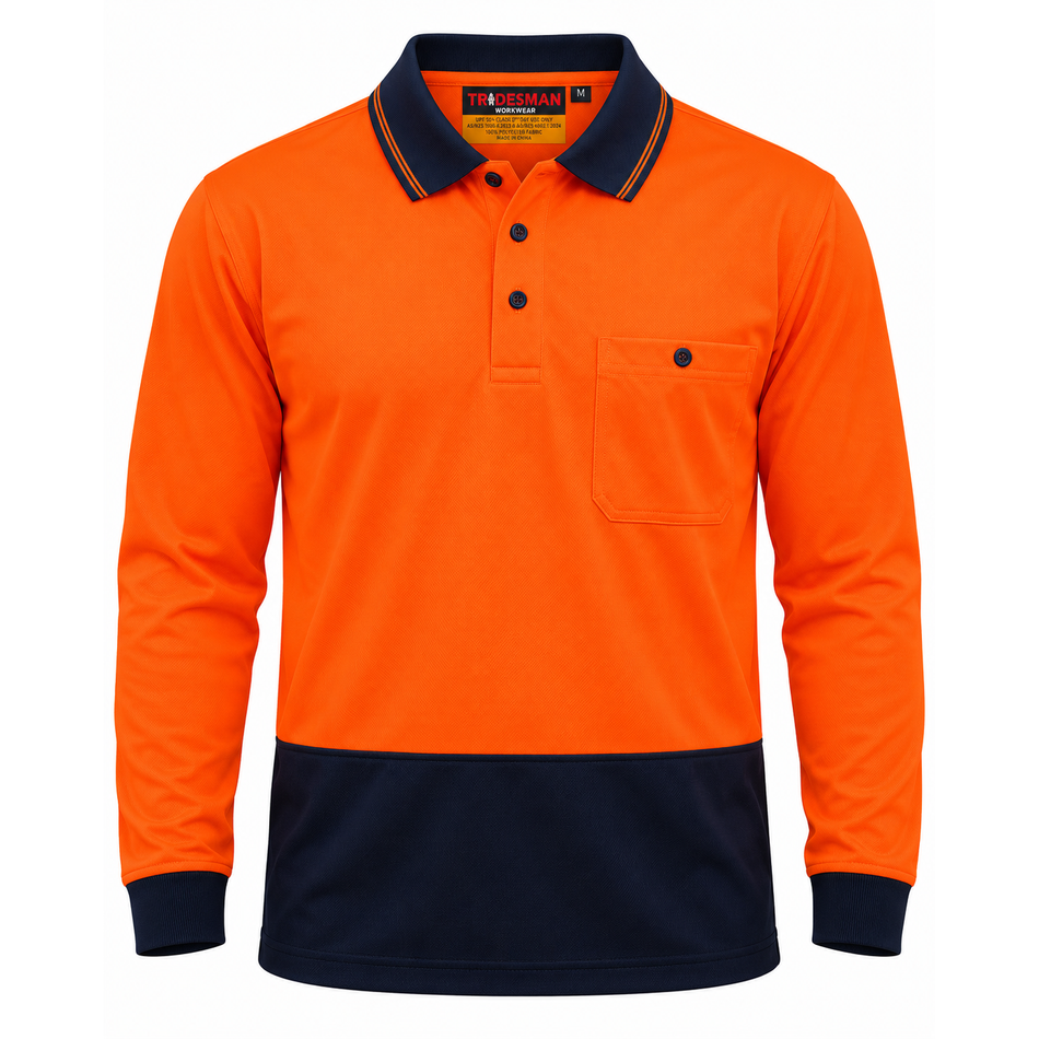Tradesman Hi Vis 100% Polyester Long Sleeve Polo (PS11)