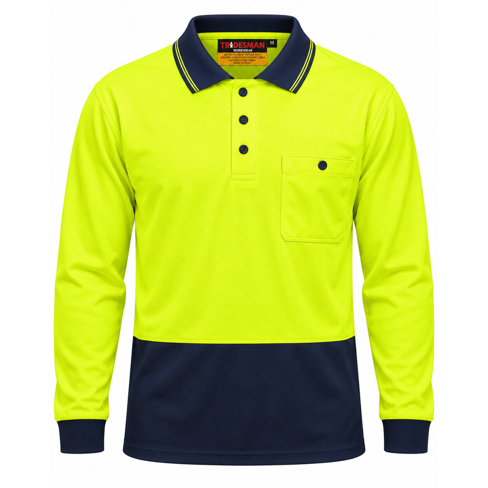 Tradesman Hi Vis 100% Polyester Long Sleeve Polo (PS11)