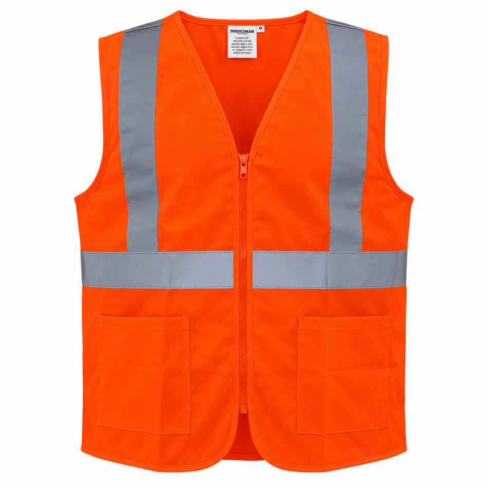 Tradesman Hi Vis Day & Night Safety Vest with Zip and Pockets (V84)