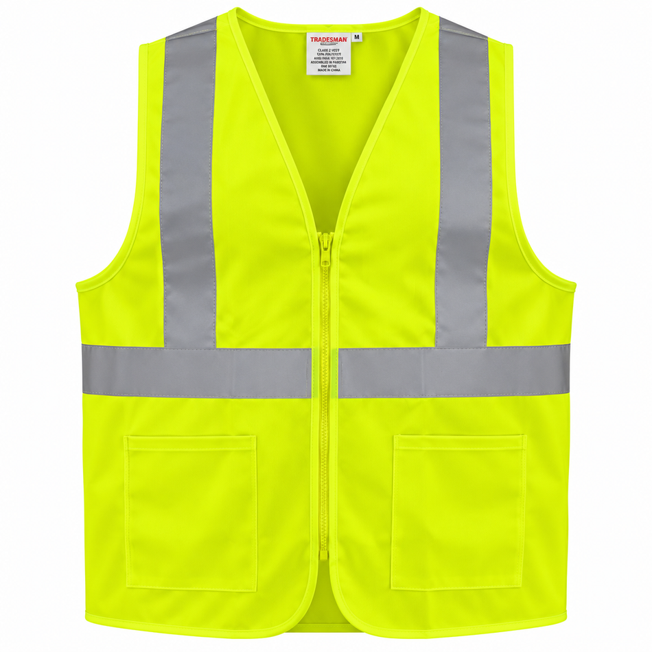 Tradesman Hi Vis Day & Night Safety Vest with Zip and Pockets (V84)