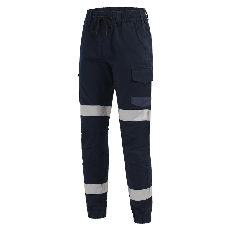 Winning Spirit Unisex Cotton Stretch Drill Cuffed Work Pants with Tapes (WP28HV) - Ace Workwear