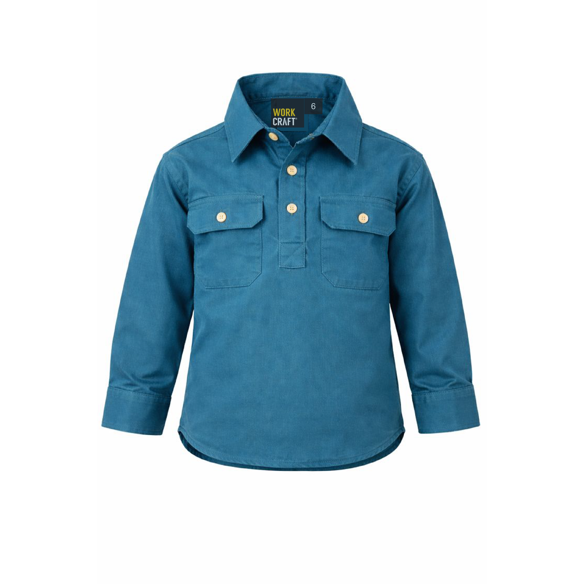 Workcraft Kids Lightweight Long Sleeve Closed Front Cotton Drill Shirt (WSK131) - Ace Workwear