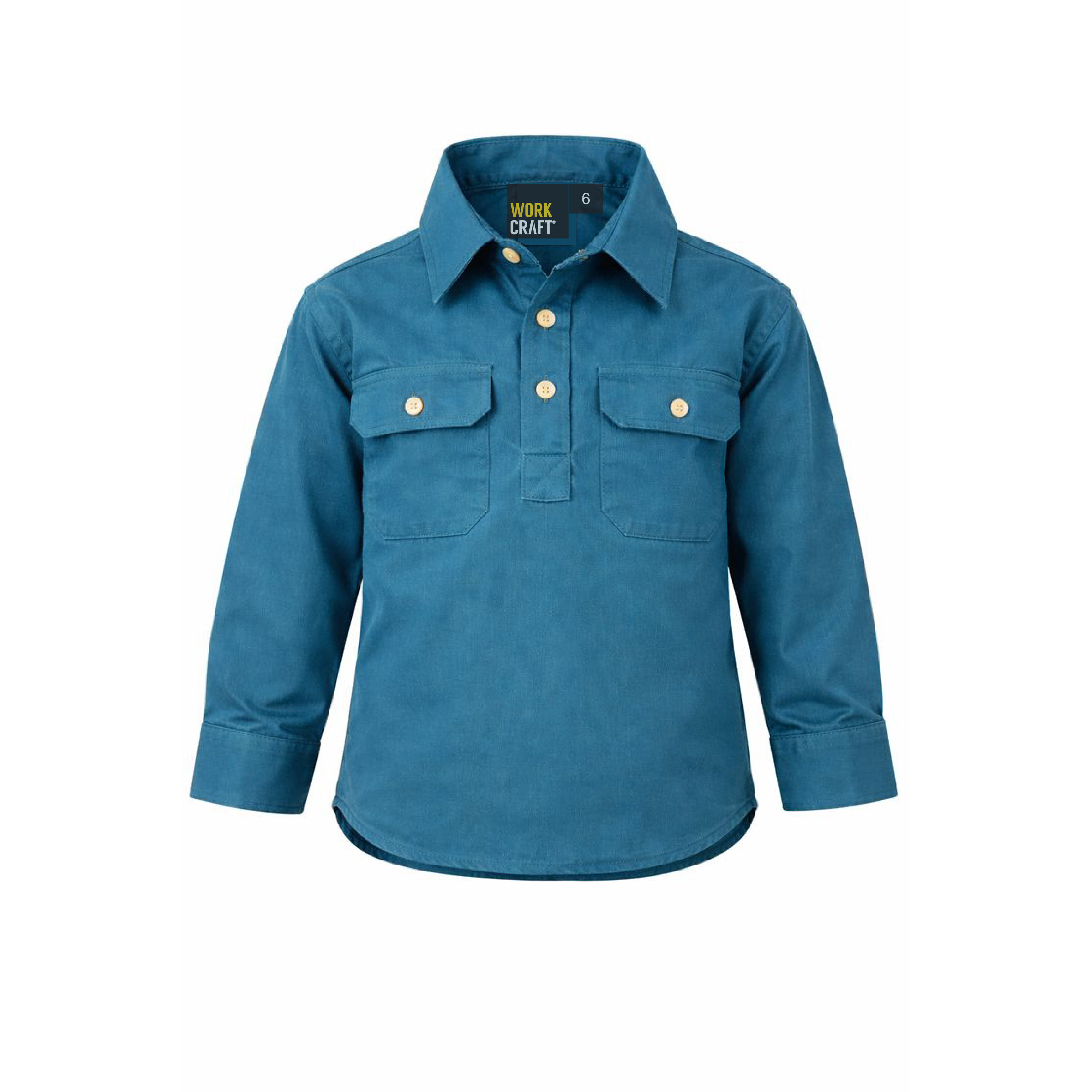 Workcraft Kids Lightweight Long Sleeve Closed Front Cotton Drill Shirt (WSK131) - Ace Workwear