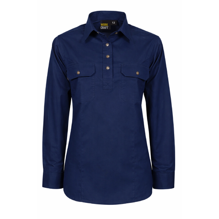 Workcraft Ladies Lightweight Long Sleeve Closed Front Cotton Drill Shirt (WSL505) - Ace Workwear