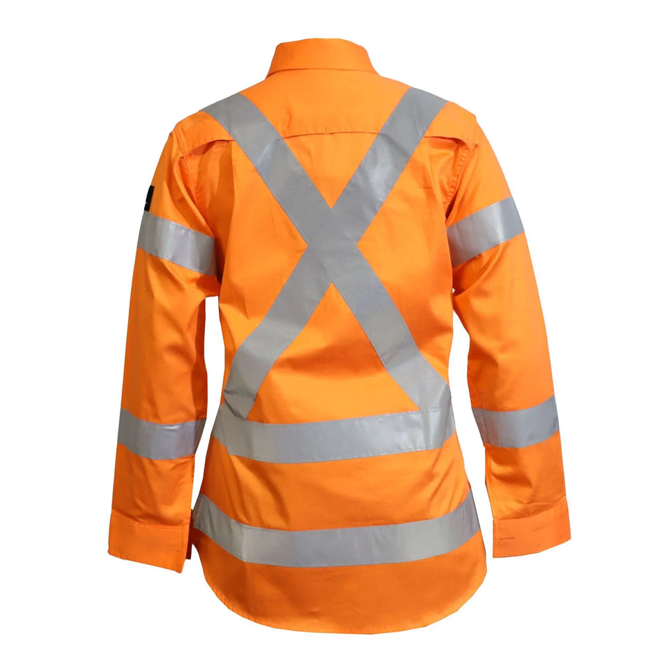 Workcraft Ladies Lightweight Hi Vis Long Sleeve Vented Reflective Shirt With X Pattern NSW Rail Compliant (WSL509)