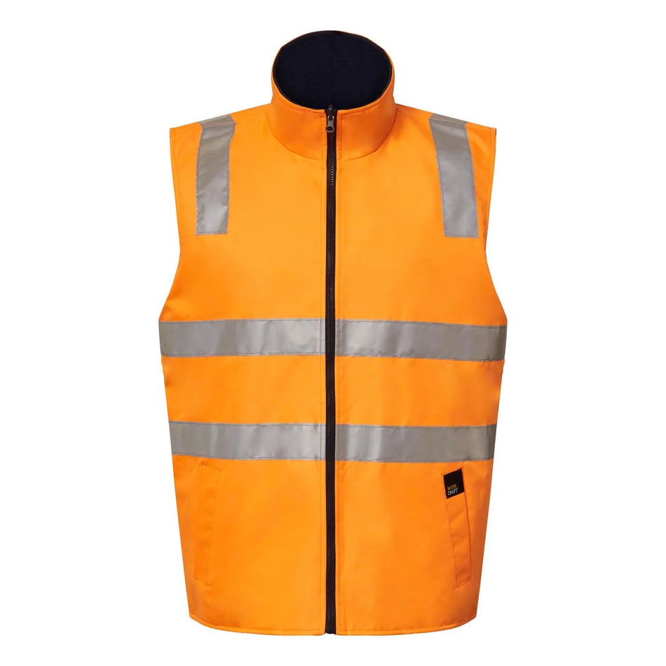 Workcraft Vic Rail Hi Vis Reveresible Fleece Reflective Vest With Tape (WW9026)