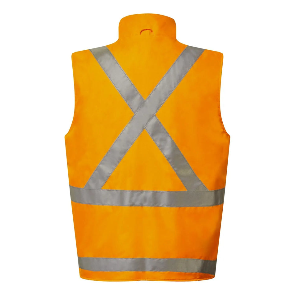 Workcraft NSW Rail Hi Vis Reversible Fleece Reflective Vest With X-Pattern Tape (WW9029)