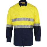 Tradesman Hi Vis Cotton Drill Long Sleeve Shirt With Reflective Tape (C93)