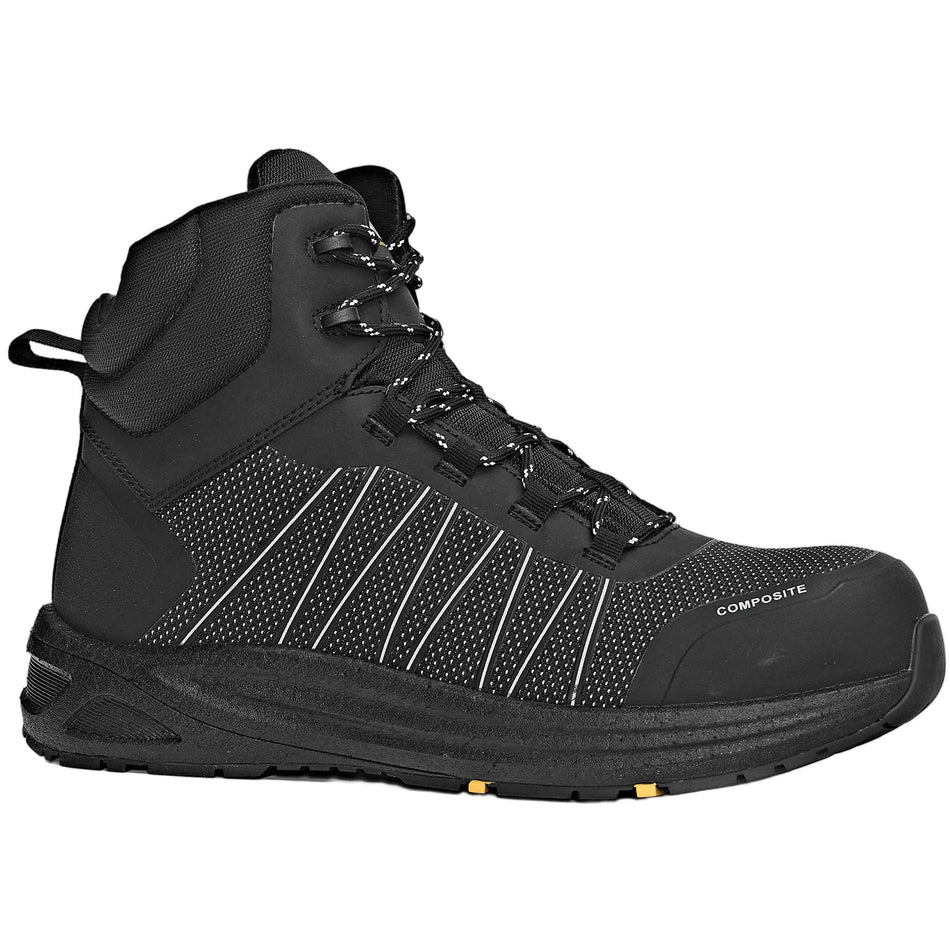 Syzmik UltraLite Mid Zip Black Reflective Lace Up Zip Sided Safety Boot (ZFL502) - Ace Workwear