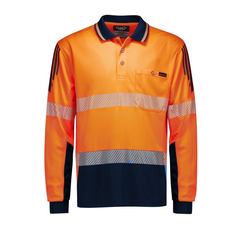 Syzmik Mens Hi Vis Flux Segmented Tape Long Sleeve Polo (ZH550) - Ace Workwear