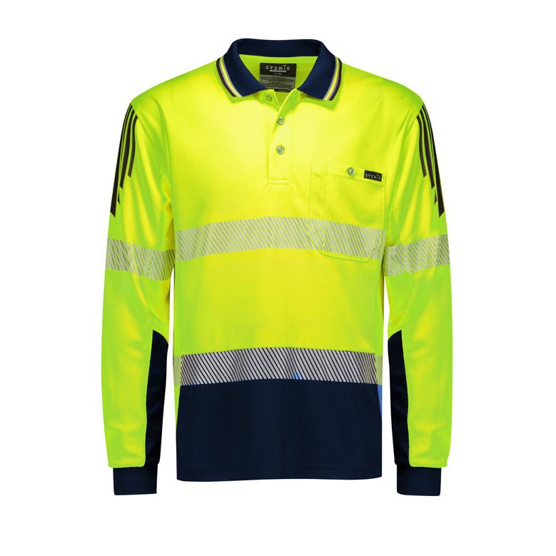 Syzmik Mens Hi Vis Flux Segmented Tape Long Sleeve Polo (ZH550) - Ace Workwear