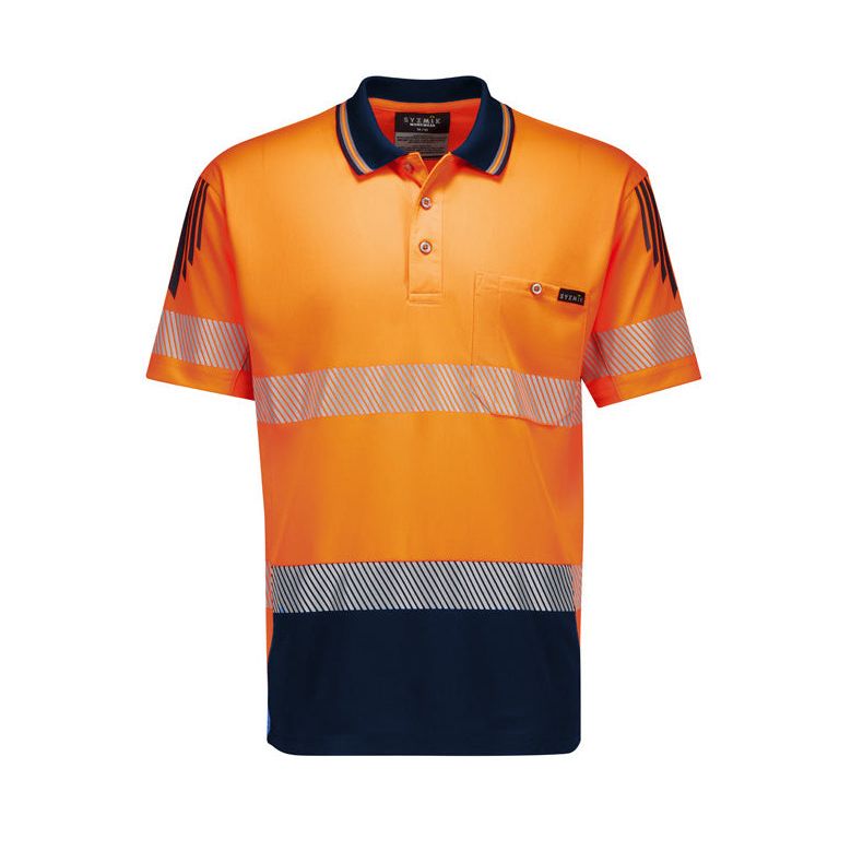 Syzmik Mens Hi Vis Flux Segmented Tape Short Sleeve Polo (ZH555) - Ace Workwear
