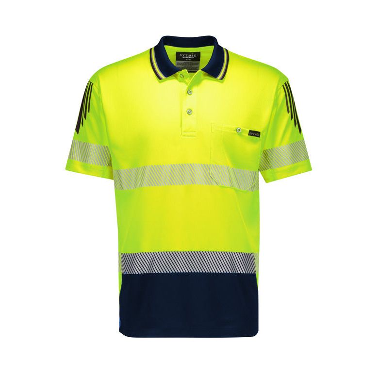 Syzmik Mens Hi Vis Flux Segmented Tape Short Sleeve Polo (ZH555) - Ace Workwear