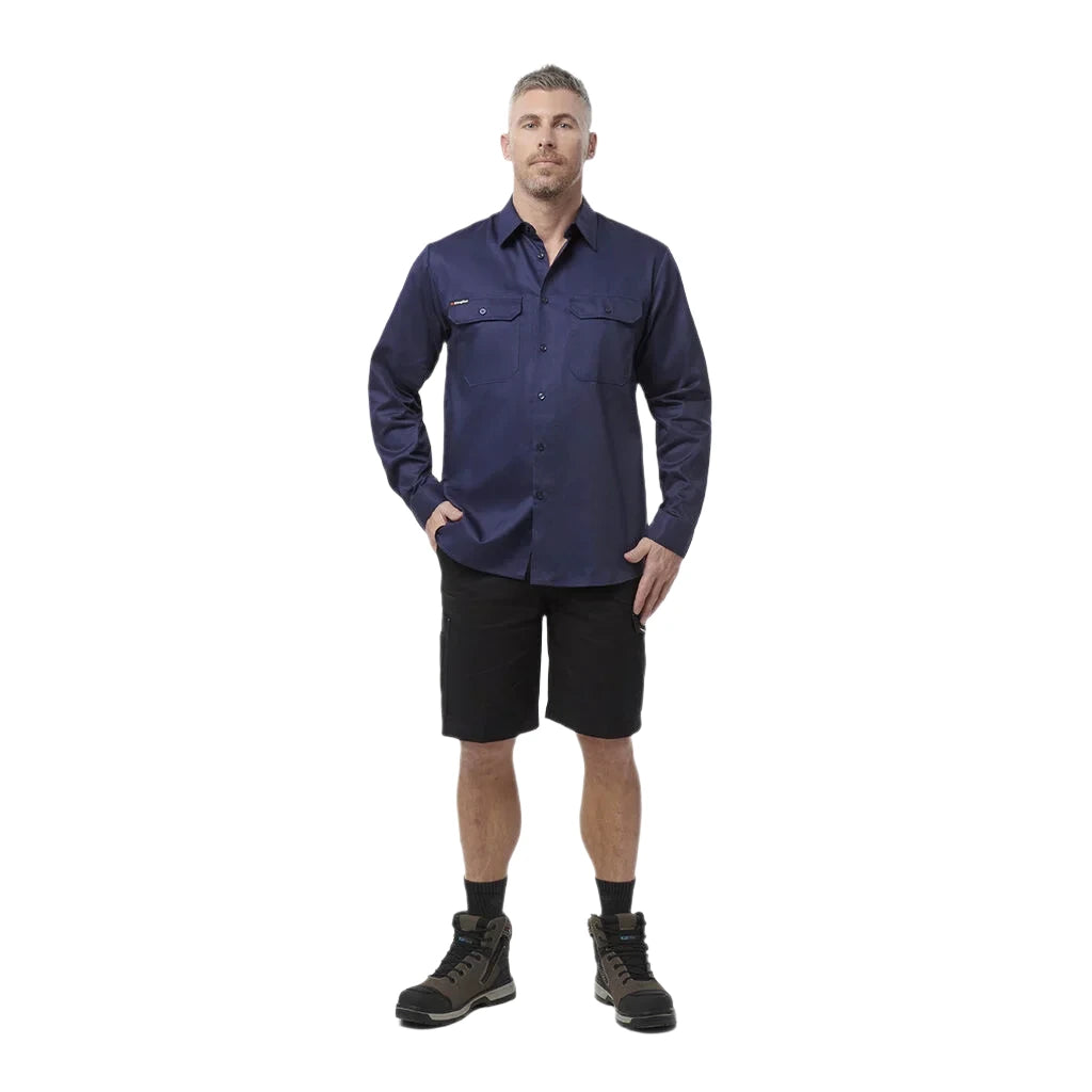 KingGee Originals Long Sleeve Open Front Cotton Drill Work Shirt (K04010) - Ace Workwear