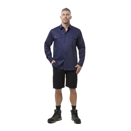 KingGee Originals Long Sleeve Open Front Cotton Drill Work Shirt (K04010) - Ace Workwear