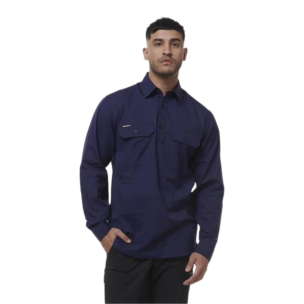 KingGee Workcool Vented Closed Front Shirt Long Sleeve (K14033) - Ace Workwear