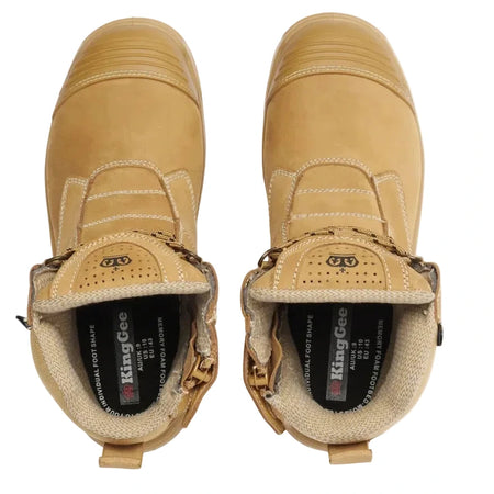 KingGee Wheat Bennu Pro 6 Zip Sided Lace Up Steel Cap Safety Boot (K28009) - (Pre Order) - Ace Workwear