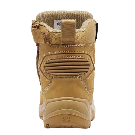 KingGee Wheat Bennu Pro 6 Zip Sided Lace Up Steel Cap Safety Boot (K28009) - (Pre Order) - Ace Workwear