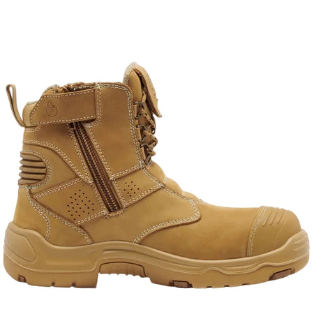 KingGee Wheat Bennu Pro 6 Zip Sided Lace Up Steel Cap Safety Boot (K28009) - (Pre Order) - Ace Workwear
