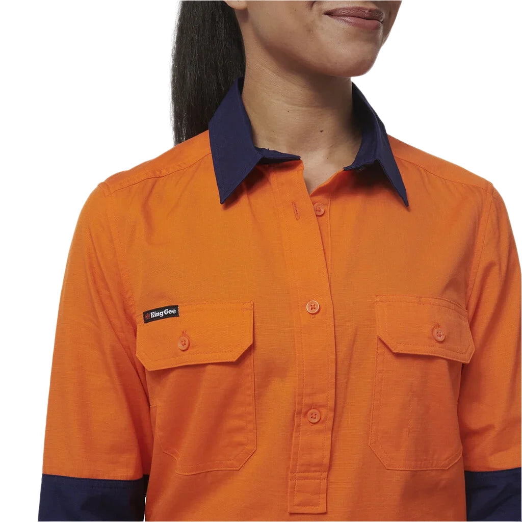 KingGee Women's Workcool Vented Closed Front Spliced Shirt (K44211) - Ace Workwear