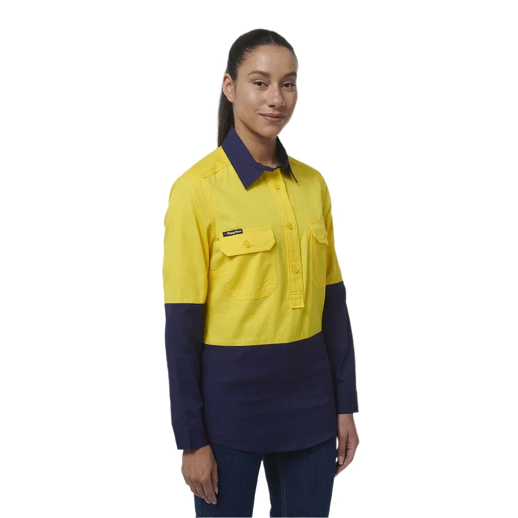 KingGee Women's Workcool Vented Closed Front Spliced Shirt (K44211) - Ace Workwear