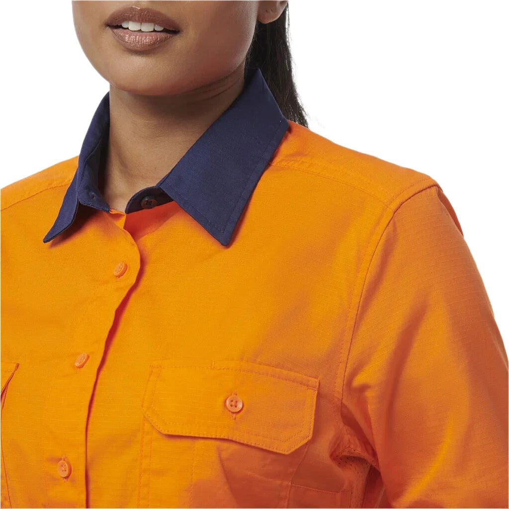 KingGee Women's Workcool Vented Spliced Shirt Long Sleeve (K44226) - Ace Workwear