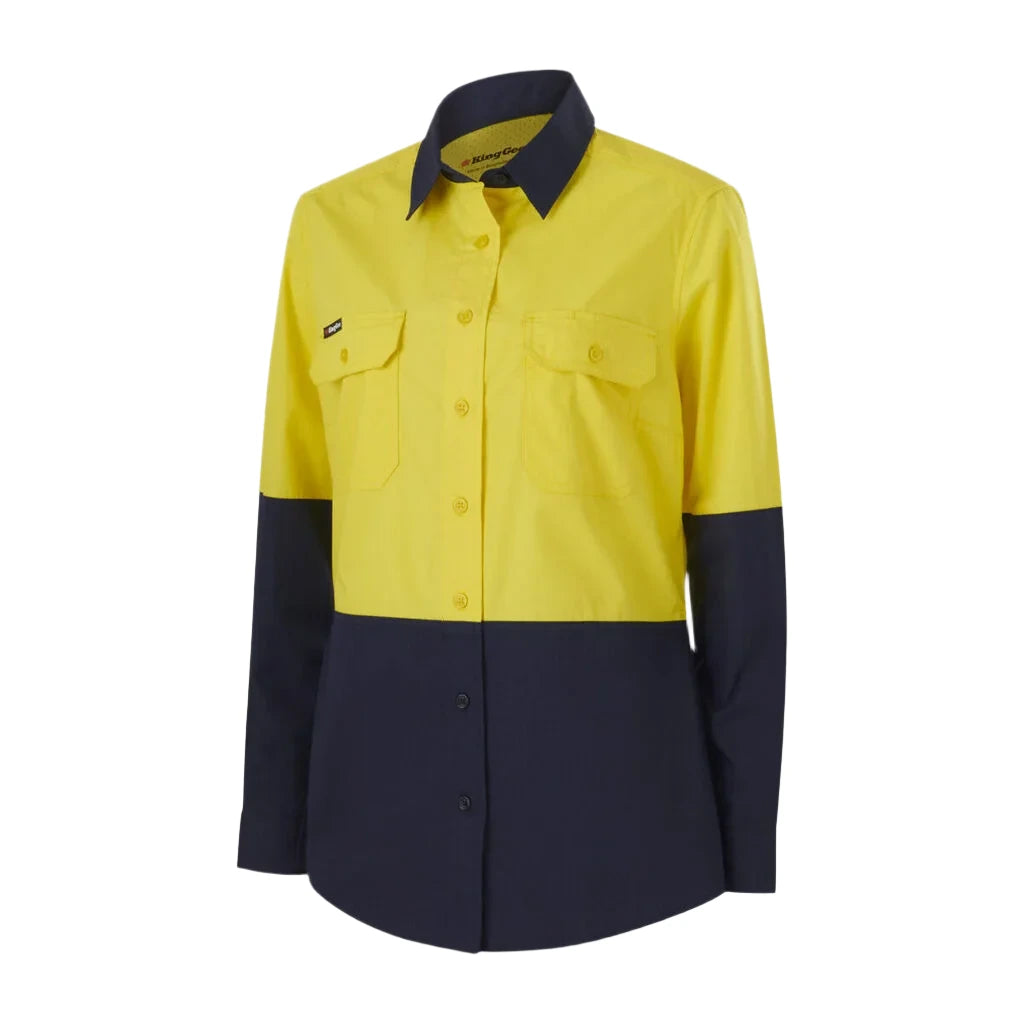 KingGee Women's Workcool Vented Spliced Shirt Long Sleeve (K44226) - Ace Workwear