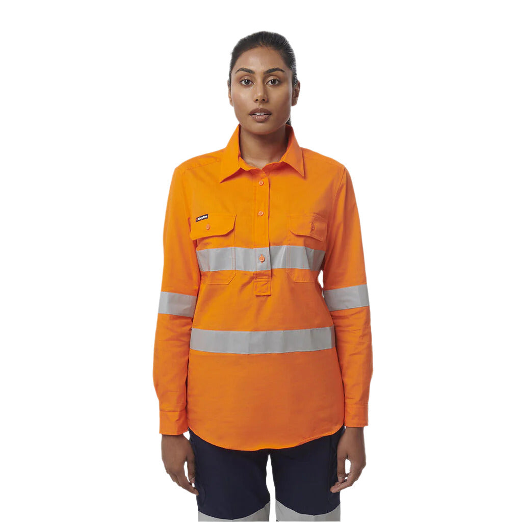 KingGee Women's Workcool Vented Closed Front Shirt Taped Long Sleeve (K44228) - Ace Workwear