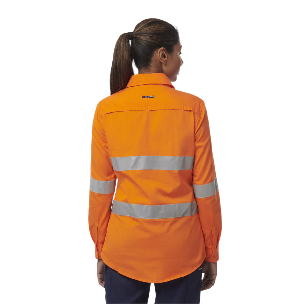 KingGee Women's Workcool Vented Closed Front Shirt Taped Long Sleeve (K44228) - Ace Workwear