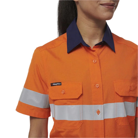KingGee Women's Workcool Vented Reflective Short Sleeve Shirt (K44229) - Ace Workwear