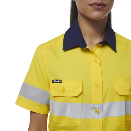 KingGee Women's Workcool Vented Reflective Short Sleeve Shirt (K44229) - Ace Workwear