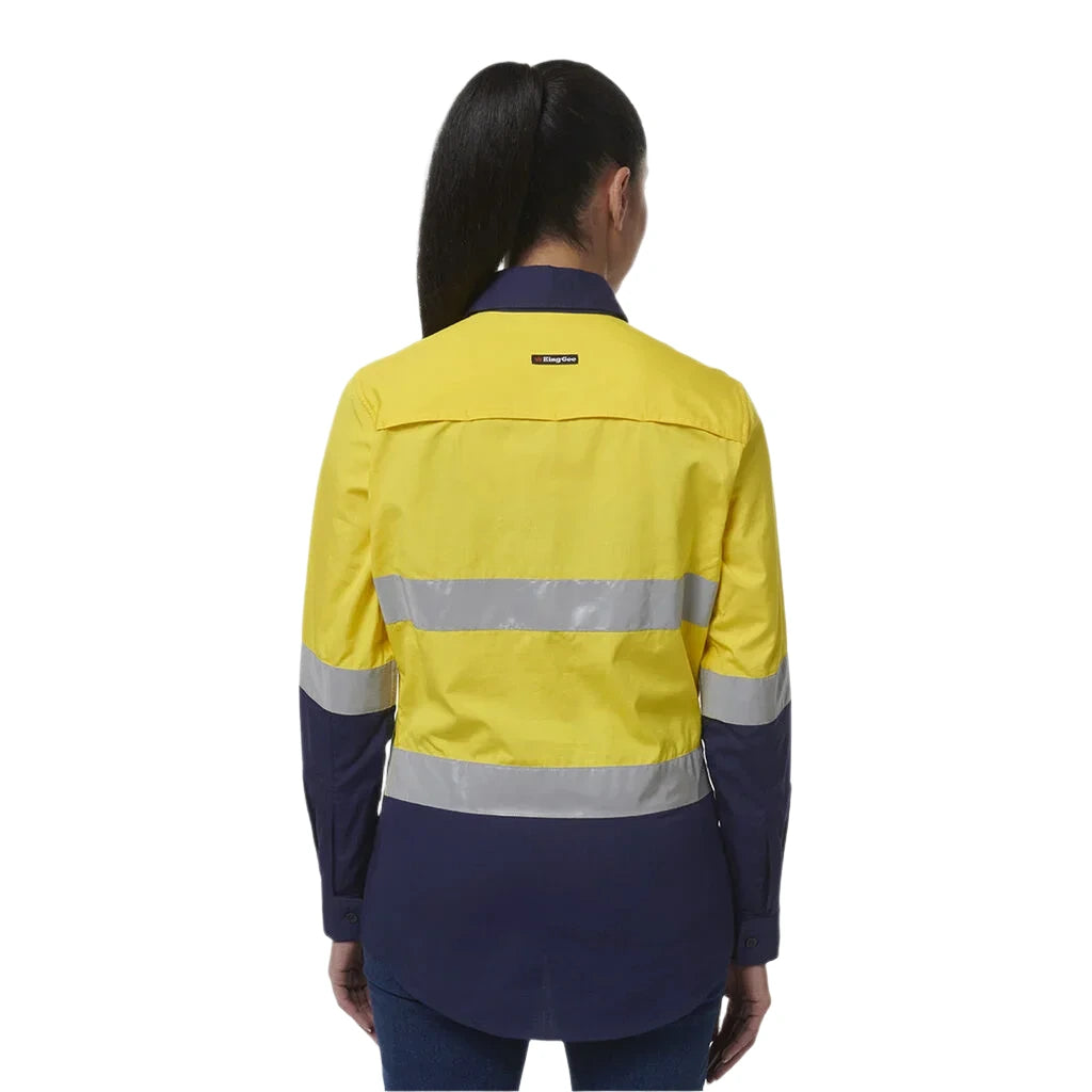 KingGee Women's Workcool Vented Closed Front Reflective Shirt (K44230) - Ace Workwear
