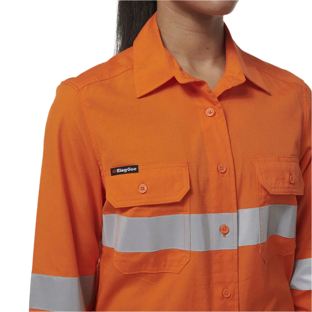 KingGee Women's Workcool Vented Reflective Shirt (K44231) - Ace Workwear