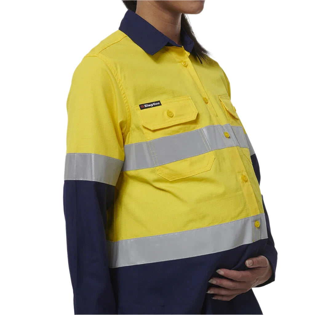 KingGee Women's Workcool Maternity Reflective Shirt (K44234) - Ace Workwear