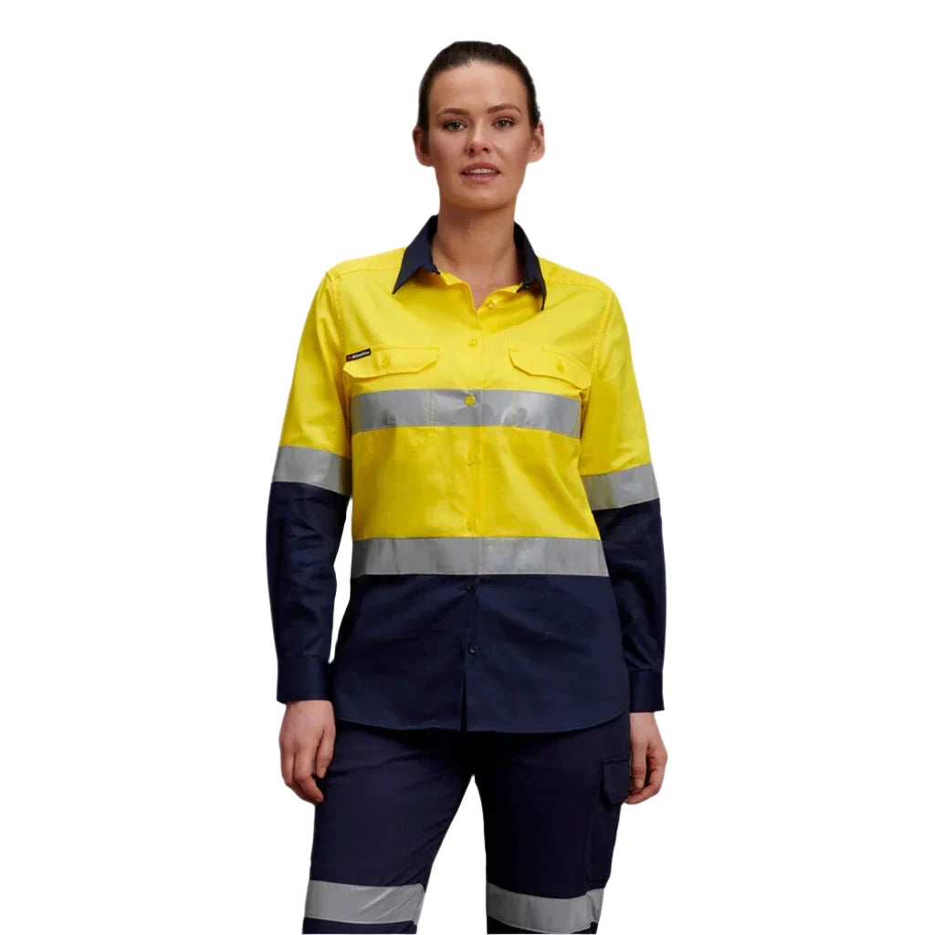 K44544 Back KingGee Women's Hi-Vis Reflective Long Sleeve Work Shirt (K44532) – Ace ...