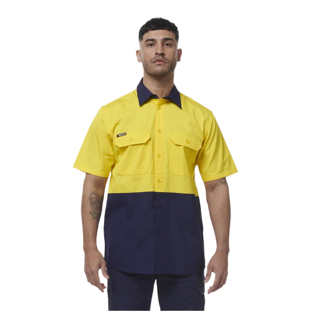 KingGee Workcool Vented Spliced Short Sleeve Shirt (K54008) - Ace Workwear