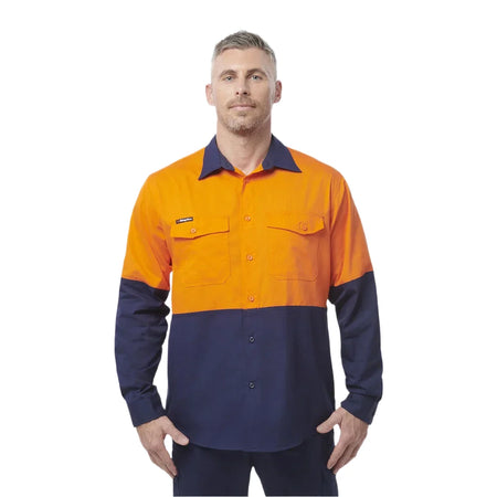 KingGee Workcool 2 Hi-Vis Two Tone Long Sleeve Drill Work Shirt (K54870) - Ace Workwear