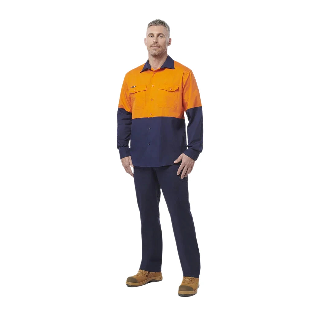 KingGee Workcool 2 Hi-Vis Two Tone Long Sleeve Drill Work Shirt (K54870) - Ace Workwear