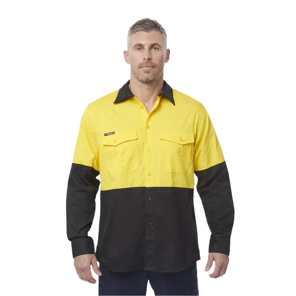 KingGee Workcool 2 Hi-Vis Two Tone Long Sleeve Drill Work Shirt (K54870) - Ace Workwear