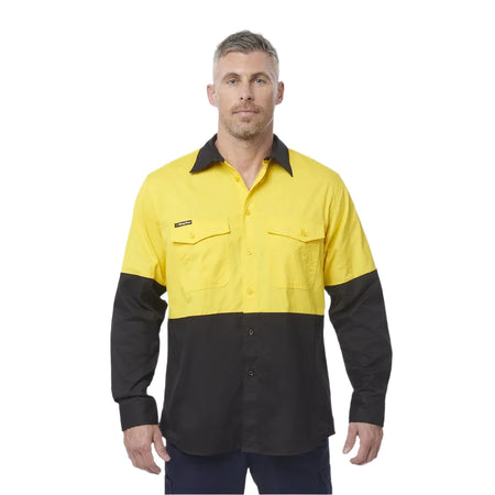 KingGee Workcool 2 Hi-Vis Two Tone Long Sleeve Drill Work Shirt (K54870) - Ace Workwear