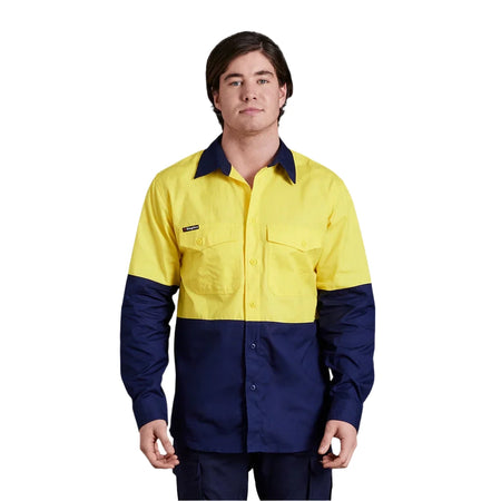 KingGee Workcool 2 Hi-Vis Two Tone Long Sleeve Drill Work Shirt (K54870) - Ace Workwear