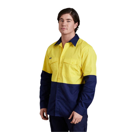 KingGee Workcool 2 Hi-Vis Two Tone Long Sleeve Drill Work Shirt (K54870) - Ace Workwear