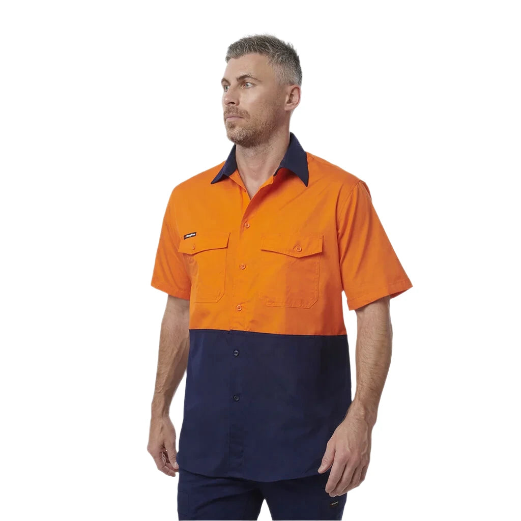 KingGee Workcool 2 Hi-Vis Two Tone Short Sleeve Drill Work Shirt (K54875) - Ace Workwear